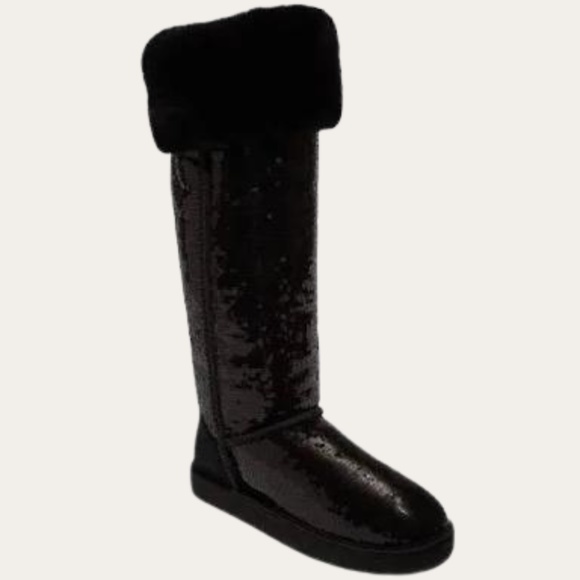 UGG Over the Knee Button Bailey Black Sequins. Rare & limited edition. SZ 7.5 - Picture 5 of 6